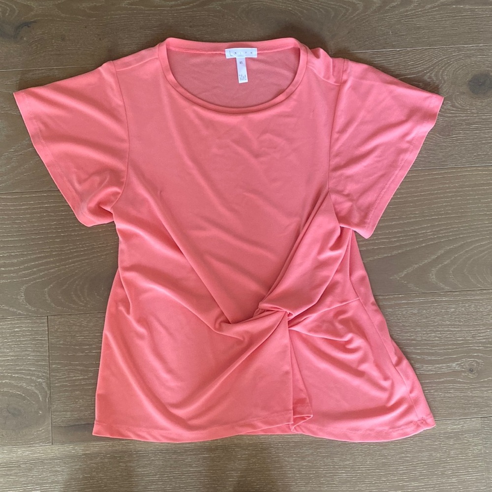 Coral pink shirt with twist in front, never worn
